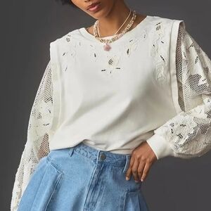 Elegant White Lace Sleeve Women's Top